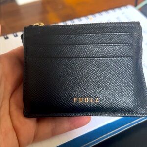 Furla card wallet black with gold hardware